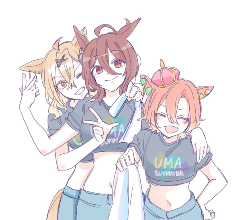 agnes tachyon, t.m. opera o, and jungle pocket (umamusume) drawn by seila_rei