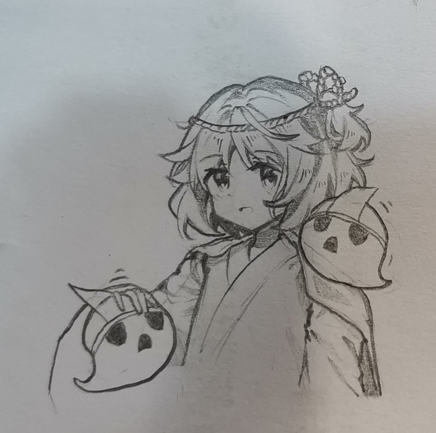fujiwara no iyozane and ghost (len'en) drawn by jian_xing_zao
