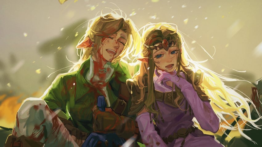 link and princess zelda (the legend of zelda and 1 more) drawn by octahooves
