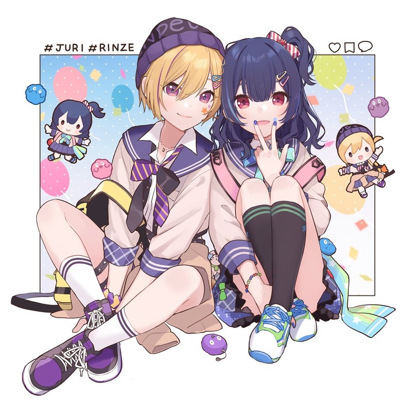 morino rinze and saijo juri (idolmaster and 1 more) drawn by chiri_(ch!)