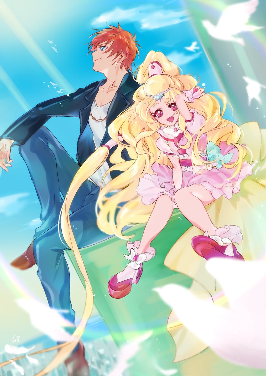 hug-tan, harryham harry, and cure tomorrow (precure and 1 more) drawn by shipu_(gassyumaron)