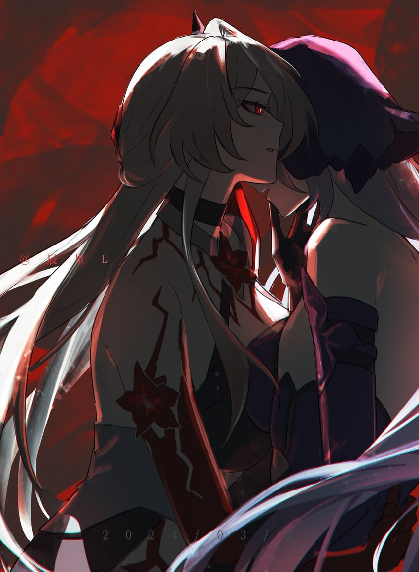 acheron and black swan (honkai and 1 more) drawn by chen_li