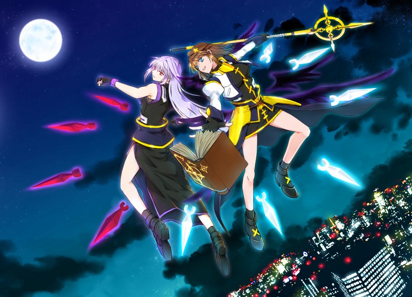 yagami hayate, reinforce, schwertkreuz, and tome of the night sky (lyrical nanoha and 4 more) drawn by leoheart