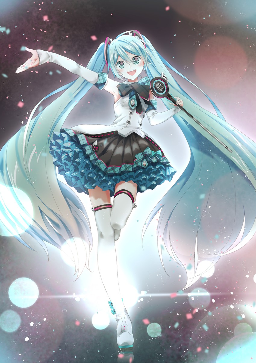 hatsune miku and magical mirai miku (vocaloid and 1 more) drawn by agonasubi