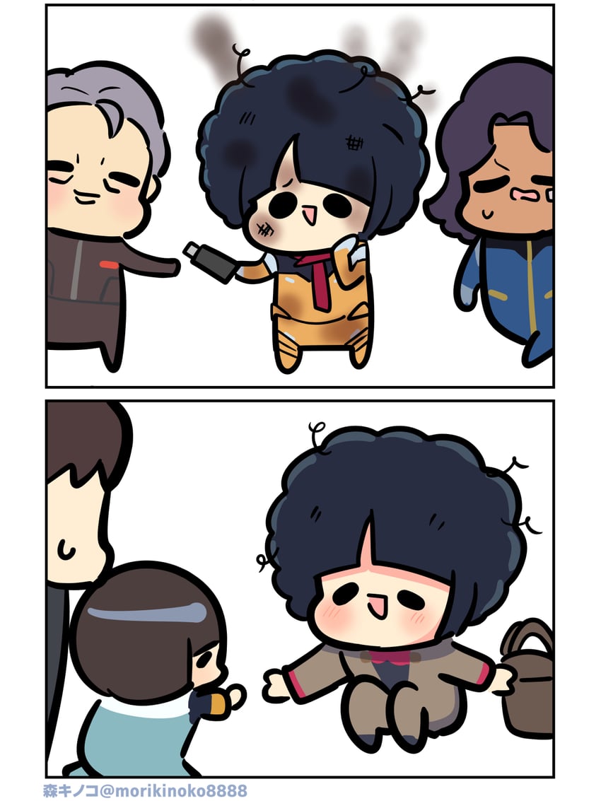 shiiko sugai, shiiko sugai's son, bocata, and mosk han (gundam and 1 more) drawn by morikinoko