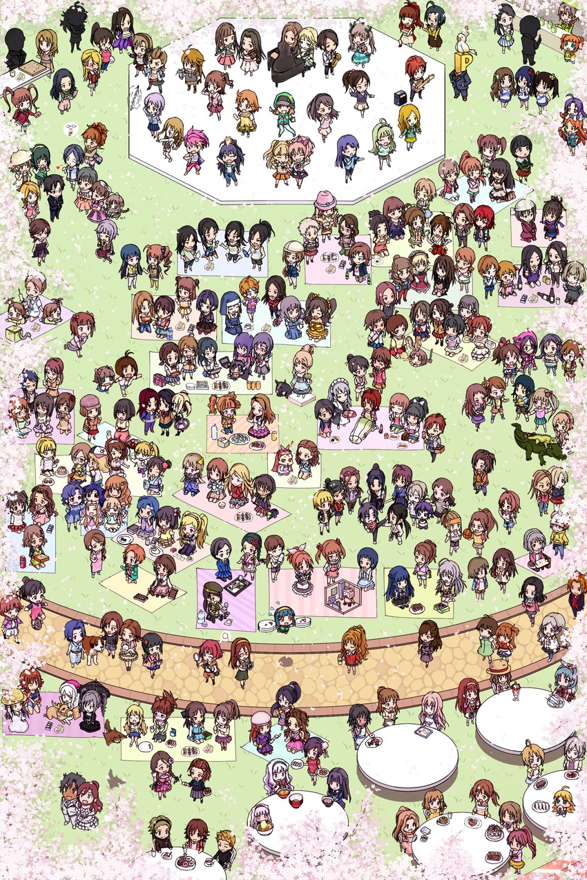 producer, shibuya rin, hoshii miki, kisaragi chihaya, amami haruka, and 148 more (idolmaster and 6 more) drawn by azutakasan-p