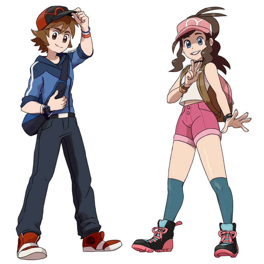 hilda and hilbert (pokemon and 1 more) drawn by jellojolteon2000