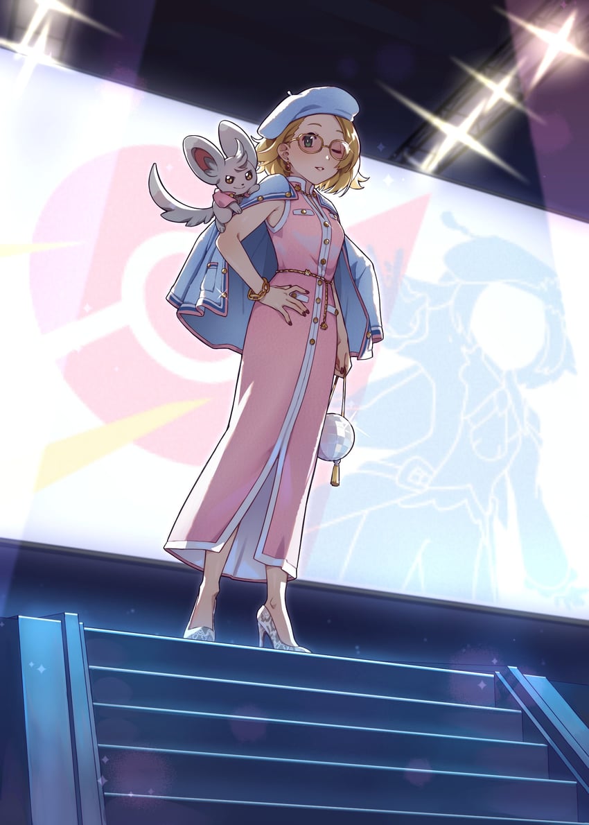 minccino and bianca (pokemon and 2 more) drawn by nifffi