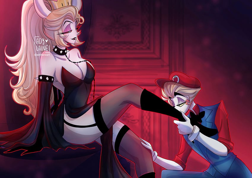 mario, bowsette, lucifer morningstar, and lilith (mario and 1 more) drawn by adylaineart