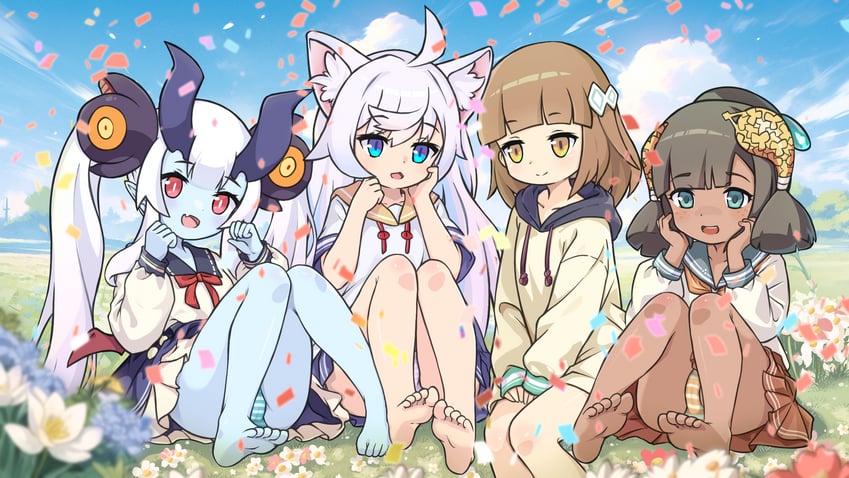 arum, couette, piamo, and fi nonoa (world flipper) drawn by mwm5