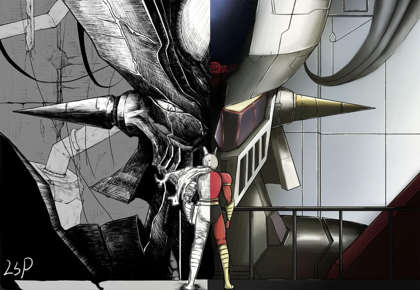 mazinger z, kabuto kouji, and mazinger zero (mazinger and 2 more) drawn by lsp_(fengzibushifenggou)