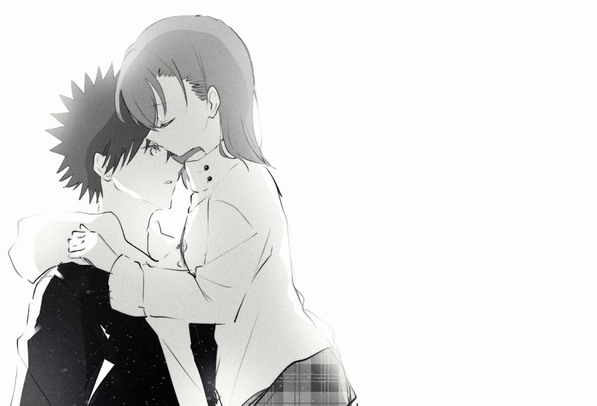misaka mikoto and kamijou touma (toaru majutsu no index and 1 more) drawn by himaneko.