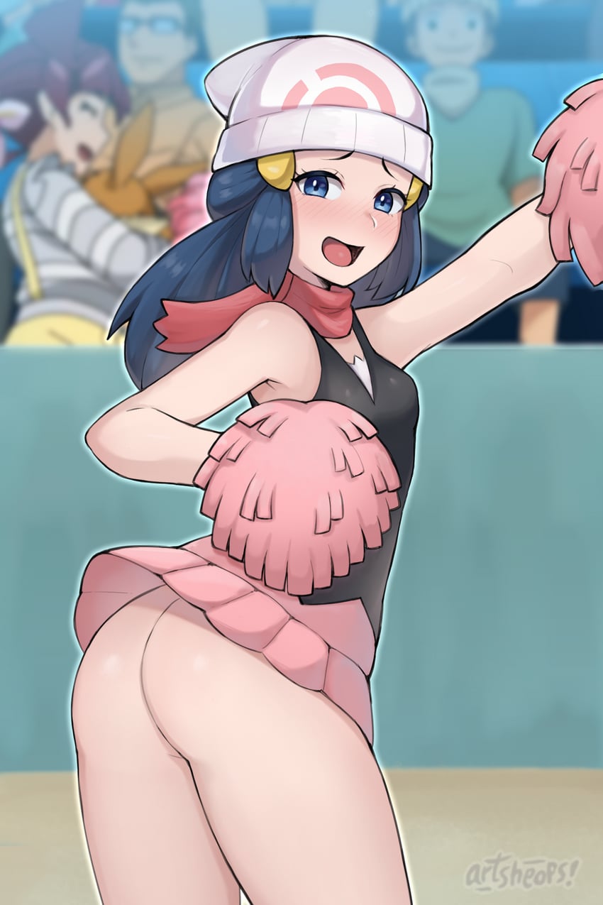 dawn, eevee, and chloe (pokemon and 1 more) drawn by artsheops