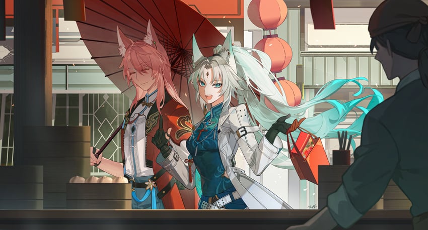 feixiao and jiaoqiu (honkai and 1 more) drawn by tooaya