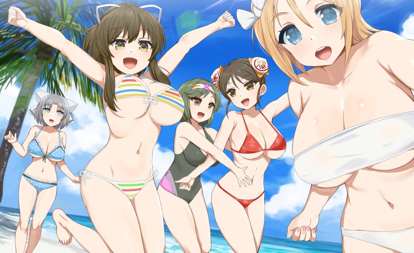yumi, asuka, hanabi, mai, and meimei (senran kagura and 3 more) drawn by kusaka_souji