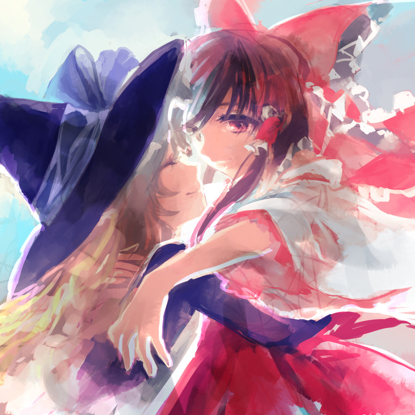 hakurei reimu and kirisame marisa (touhou) drawn by kayako_(tdxxxk)