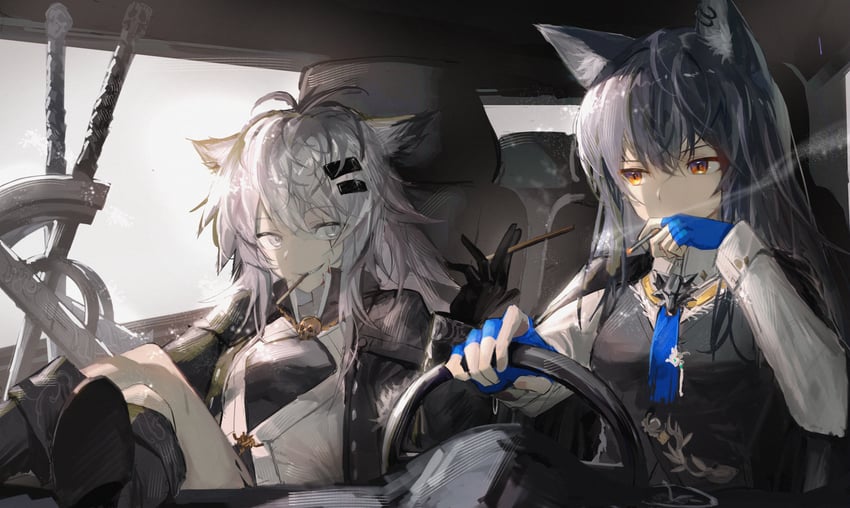 texas, lappland, and texas the omertosa (arknights) drawn by mutomorokoshi