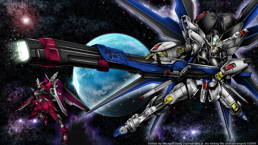 strike freedom gundam and infinite justice gundam (gundam and 2 more)