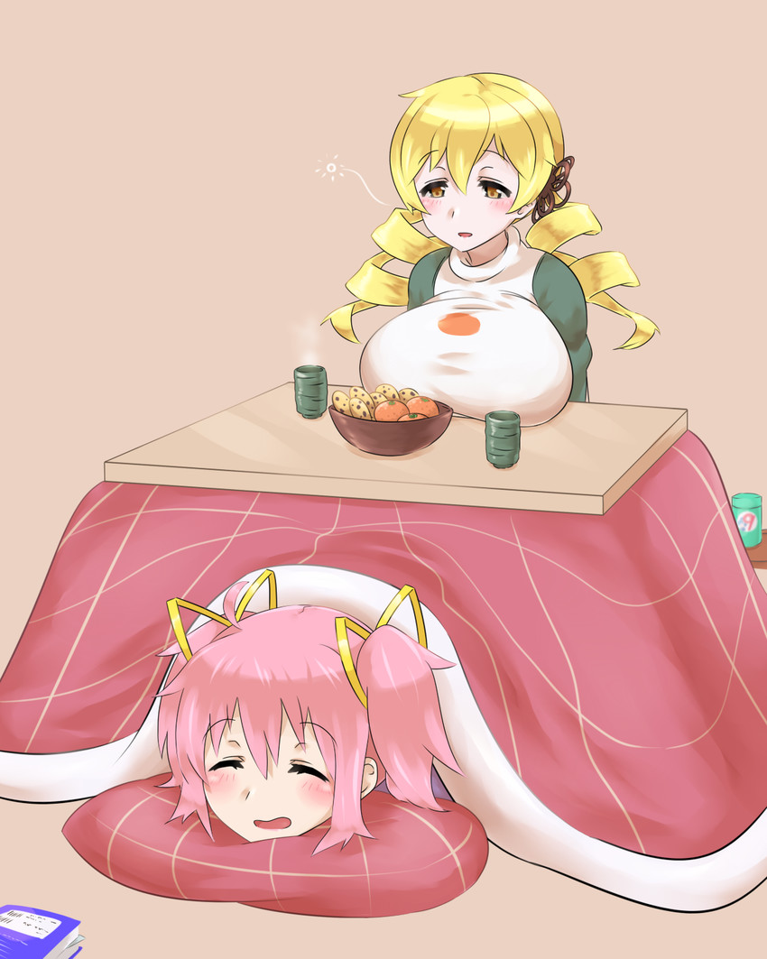 kaname madoka and tomoe mami (mahou shoujo madoka magica) drawn by mizuumi_(bb)