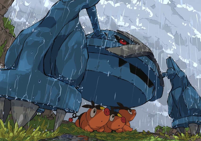 tepig and metagross (pokemon) drawn by aomon_(yuuji7604)