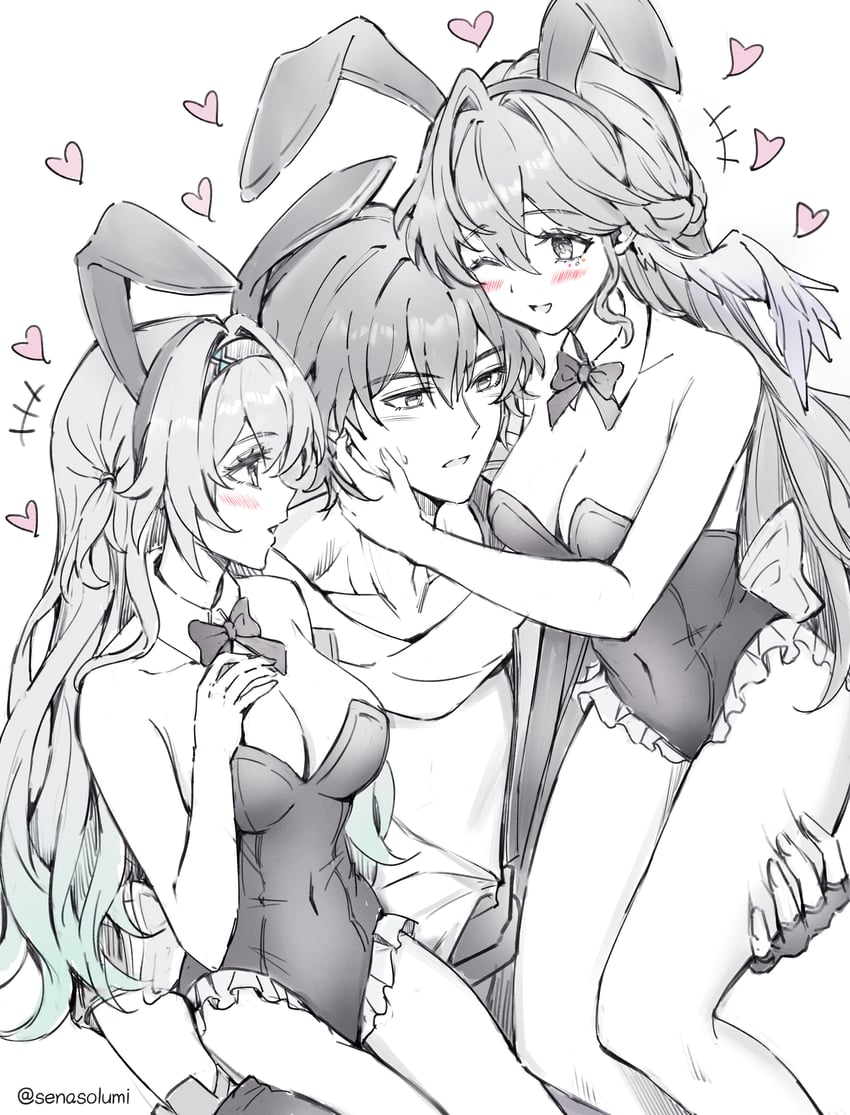 trailblazer, firefly, caelus, and robin (honkai and 1 more) drawn by senasolumi