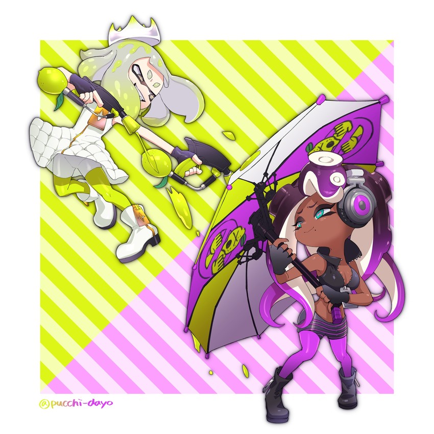 marina and pearl (splatoon and 1 more) drawn by puchiman
