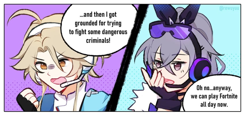 silver wolf and yanqing (honkai and 2 more) drawn by rewuyuu