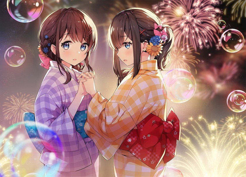miyawaki sana and kiohana miro (original) drawn by ayamy