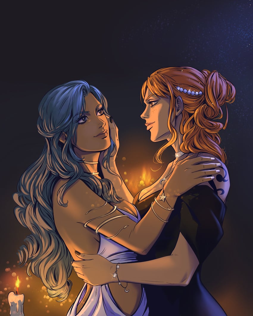 nami and nefertari vivi (one piece) drawn by ellie_mehl
