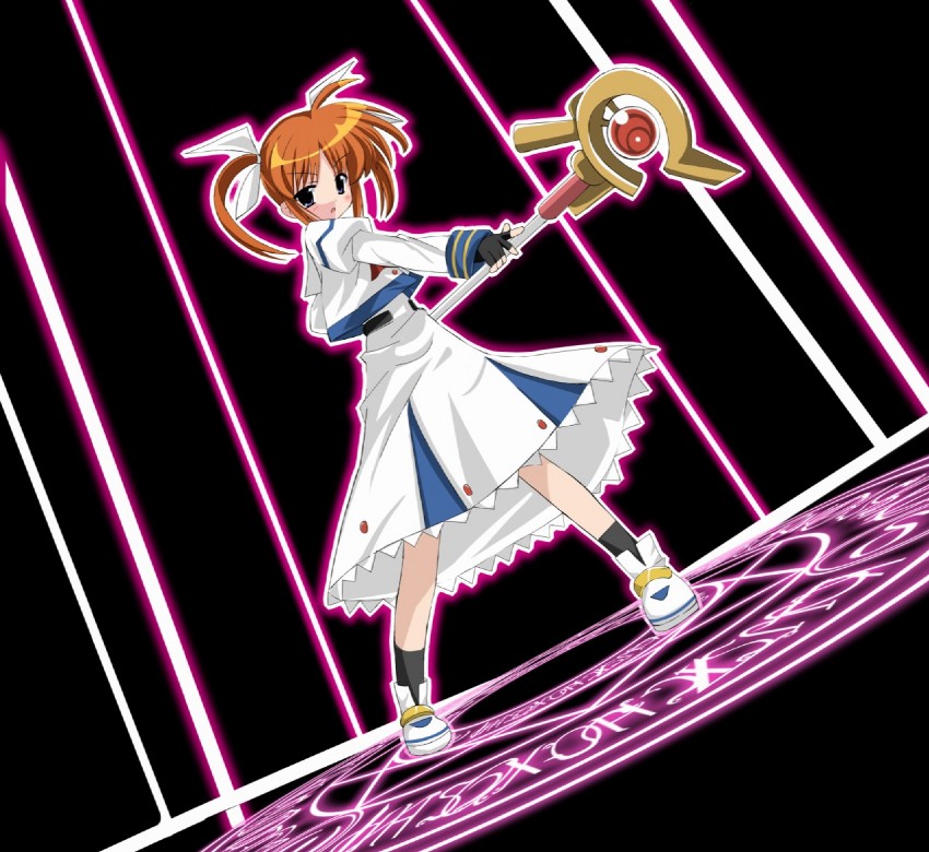 takamachi nanoha and raising heart (lyrical nanoha and 1 more) drawn by kiriya_haruhito