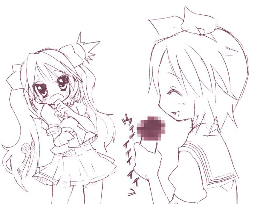 hiiragi kagami and hiiragi tsukasa (lucky star) drawn by choborau_nyopomi