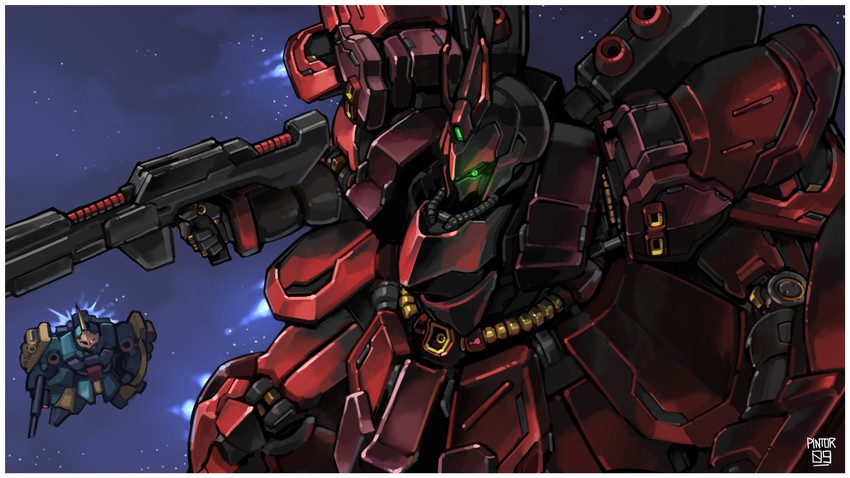 sazabi and jagd doga gyunei custom (gundam and 1 more) drawn by moku_(pintor09)