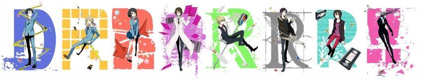 orihara izaya, sonohara anri, heiwajima shizuo, celty sturluson, ryuugamine mikado, and 3 more (durarara!!) drawn by nikado_denchi