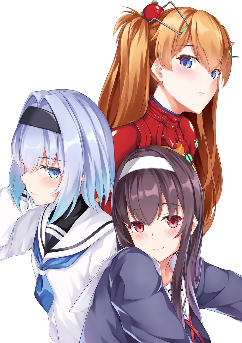 souryuu asuka langley, kasumigaoka utaha, and sora ginko (neon genesis evangelion and 4 more) drawn by rebutsu