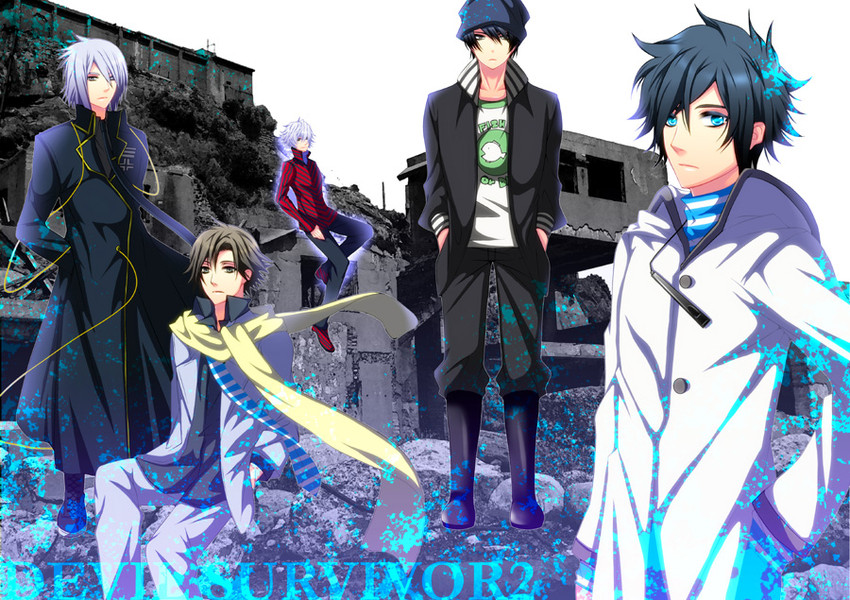 protagonist, torii jungo, houtsuin yamato, melancholy man, and shijima daichi (devil survivor and 1 more) drawn by madchaos