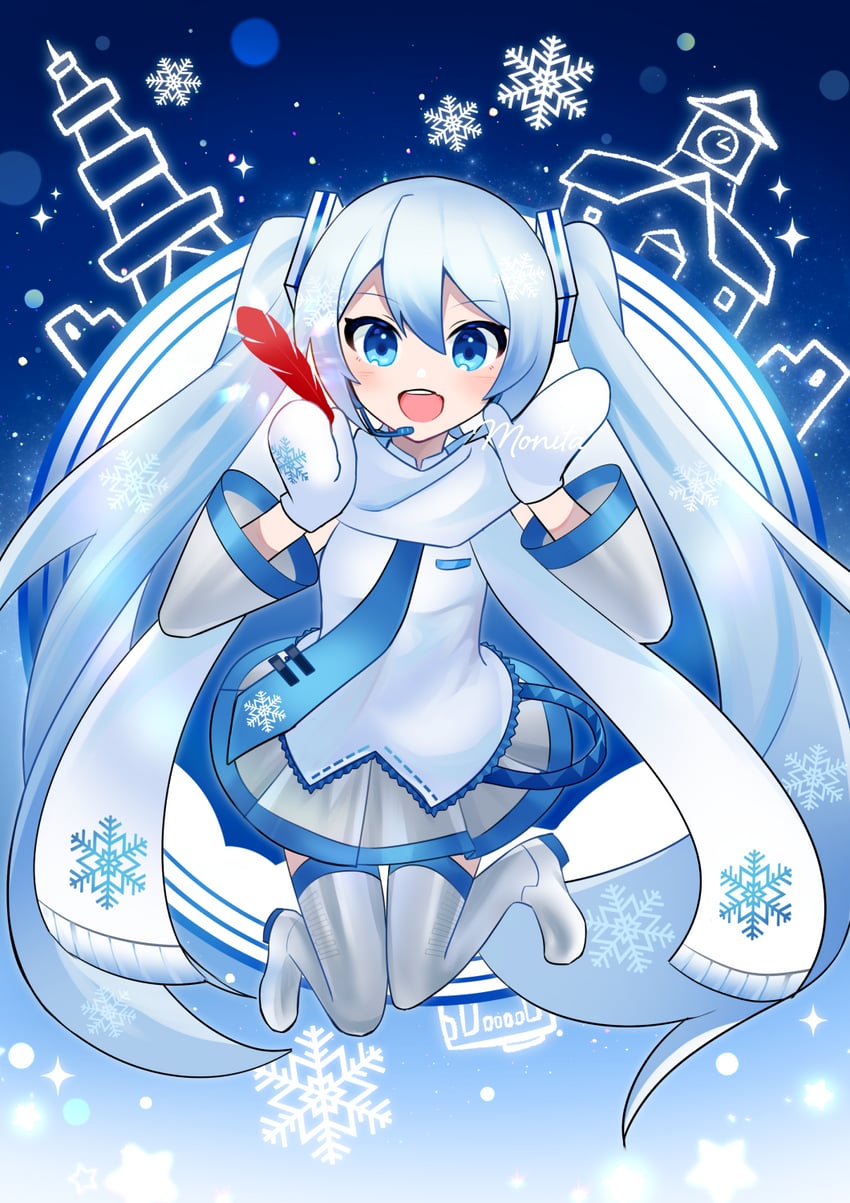 hatsune miku and yuki miku (vocaloid) drawn by monitaros_393