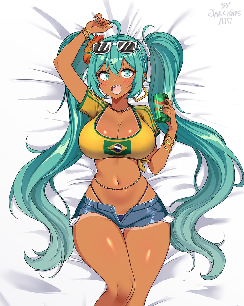 hatsune miku and brazilian miku (vocaloid) drawn by jarckius