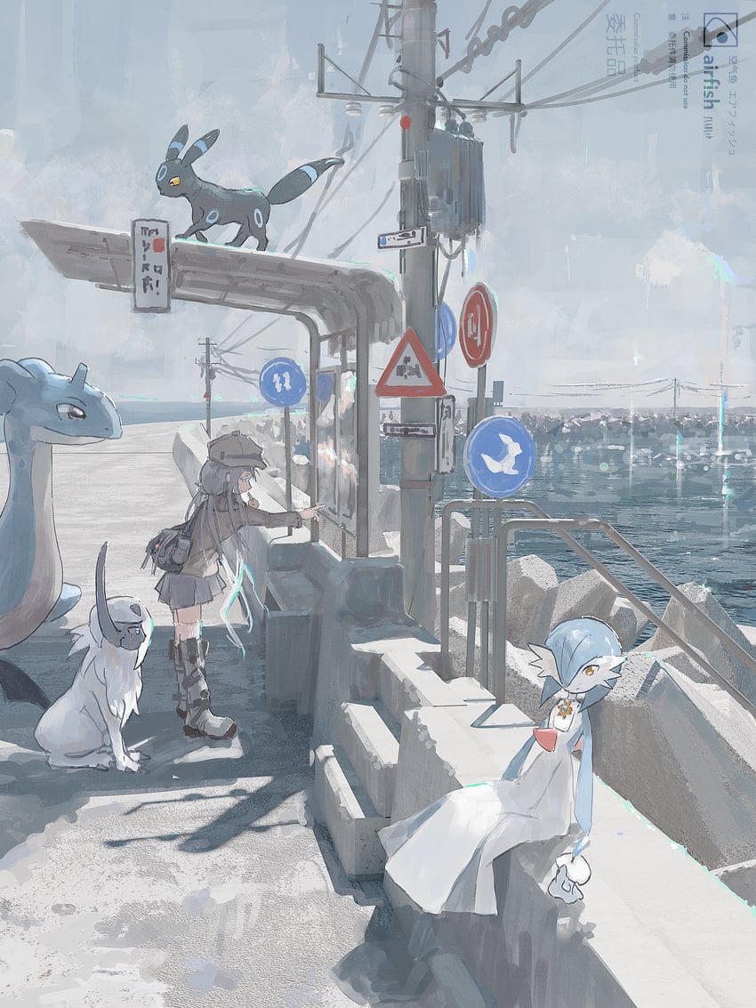gardevoir, umbreon, litwick, absol, and lapras (original and 1 more) drawn by airfish_(lefko_d)