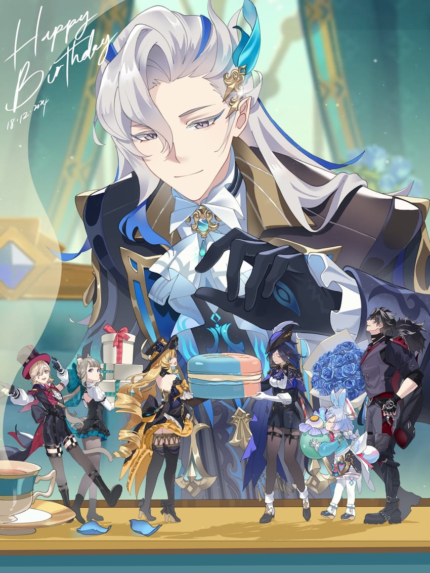 neuvillette, clorinde, navia, lynette, wriothesley, and 2 more (genshin impact) drawn by cheong1110