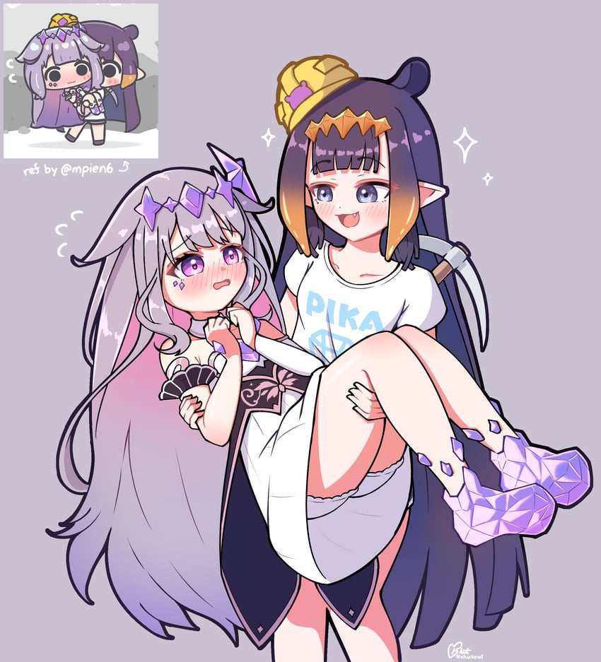 ninomae ina'nis and koseki bijou (hololive and 1 more) drawn by mpien and shutowl