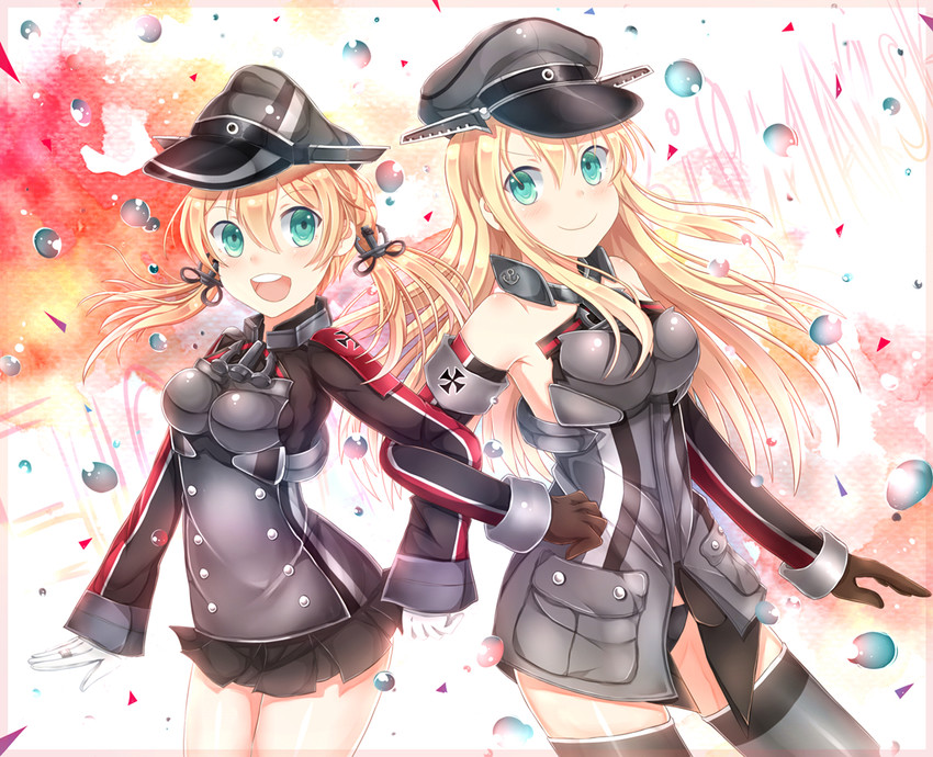 prinz eugen and bismarck (kantai collection) drawn by soda_(sodachuxd)