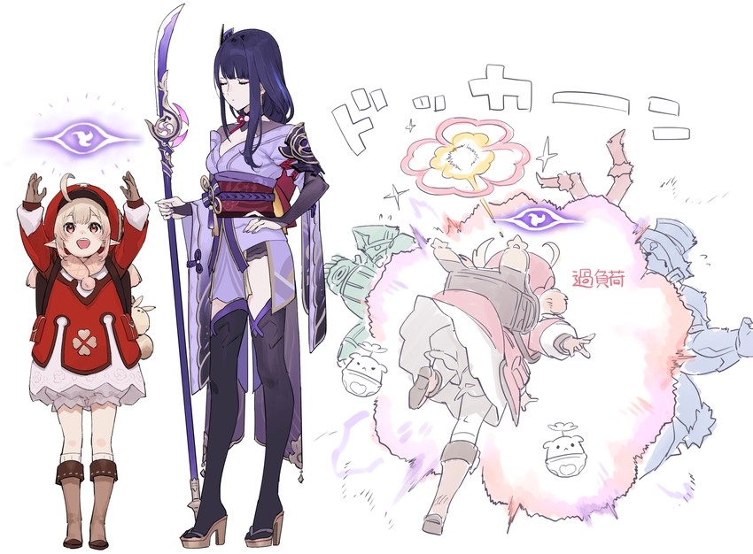 raiden shogun and klee (genshin impact) drawn by takuan_(takuanlunch)