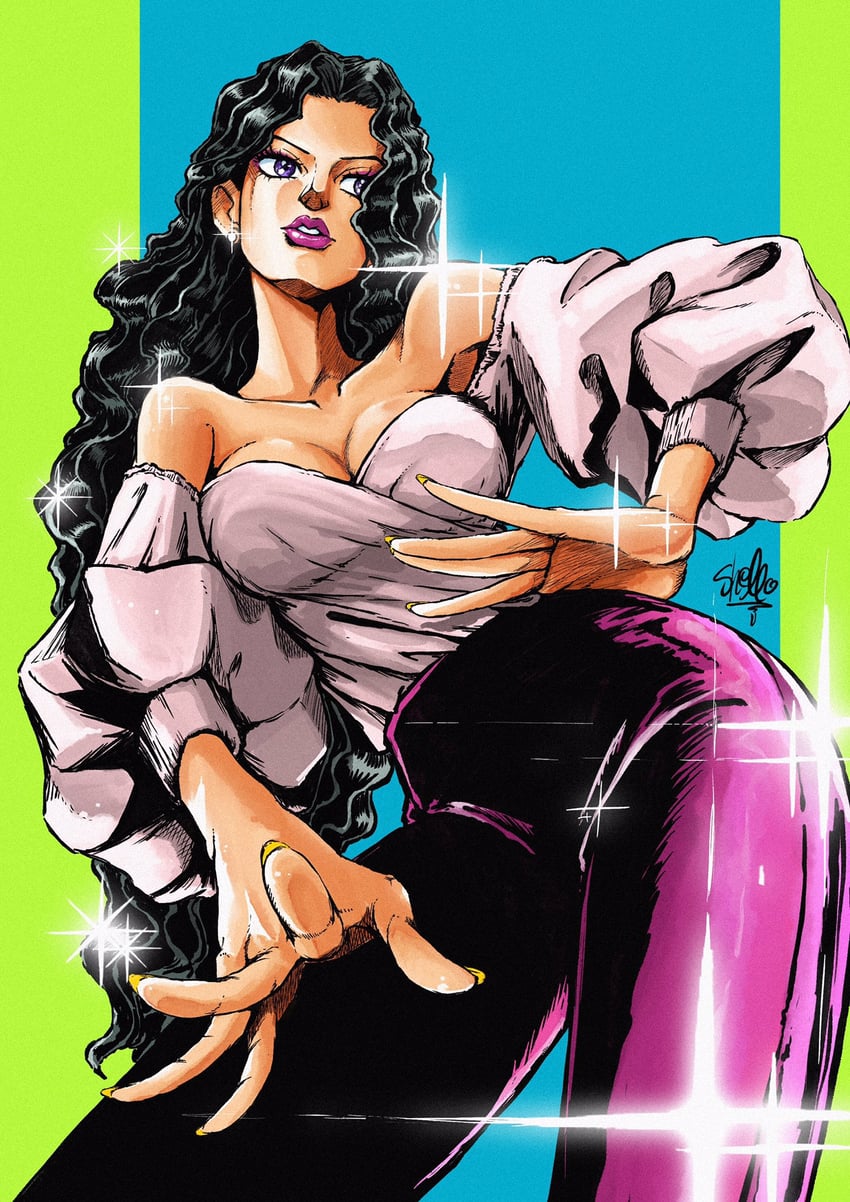 yamagishi yukako (jojo no kimyou na bouken and 1 more) drawn by sherumaru_(korcht06)