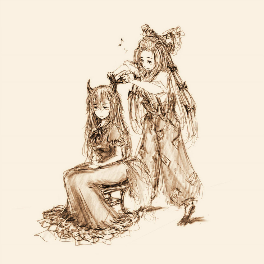 fujiwara no mokou, kamishirasawa keine, and ex-keine (touhou) drawn by daro
