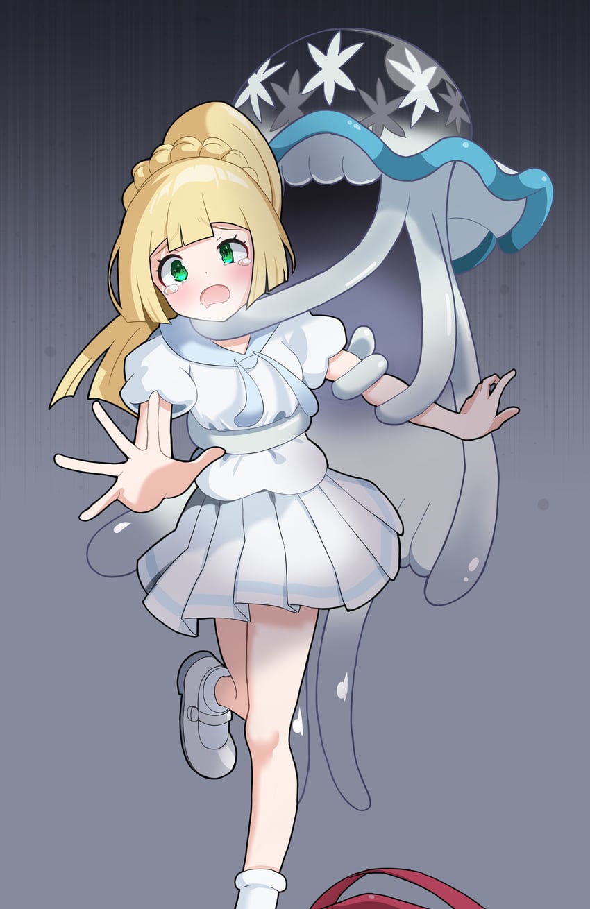 lillie and nihilego (pokemon and 1 more) drawn by kabi_killer