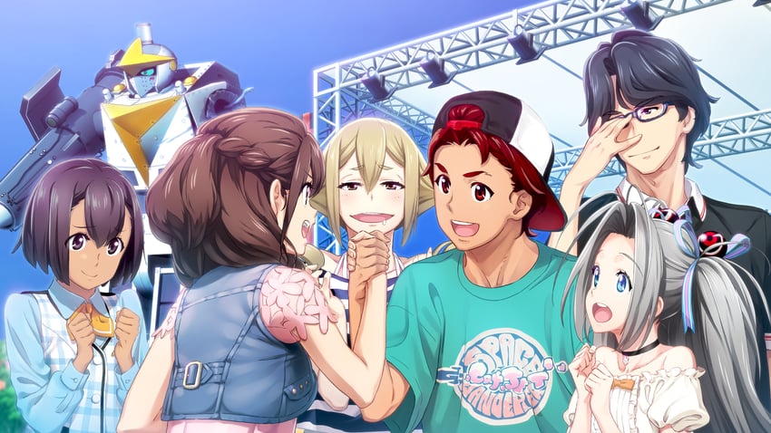 senomiya akiho, koujiro frau, yashio kaito, yukifune airi, daitoku junna, and 2 more (robotics;notes and 1 more) drawn by fukuda_tomonori