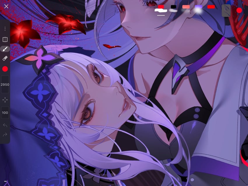 acheron and black swan (honkai and 1 more) drawn by noneymiltenz