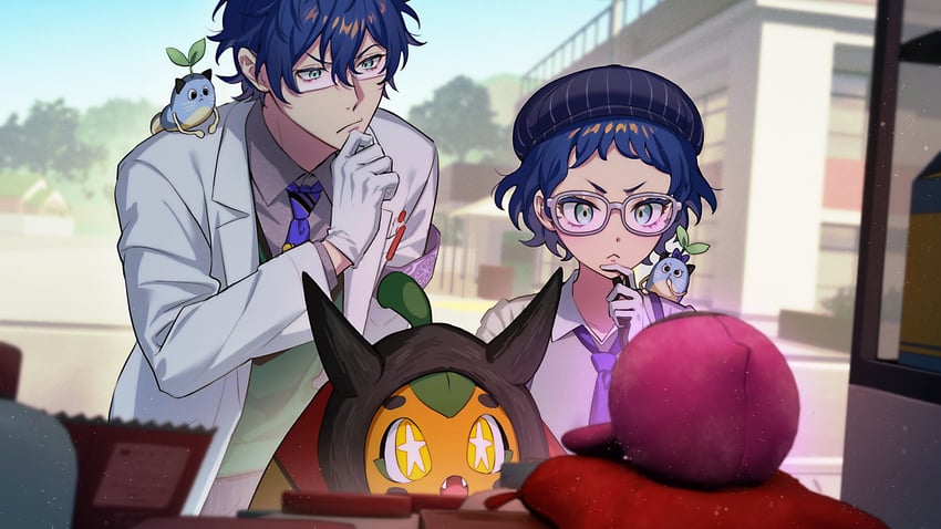 ogerpon, leos vincent, mameneko, and pecharunt (pokemon and 1 more) drawn by 8ya_nagi