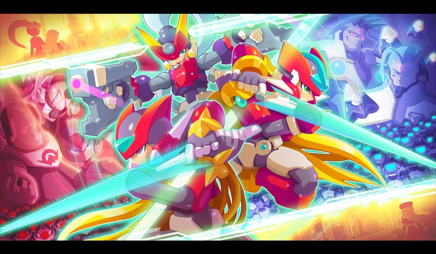 zero, zero(z), ciel, model w, ashe, and 12 more (mega man and 5 more) drawn by ultimatemaverickx