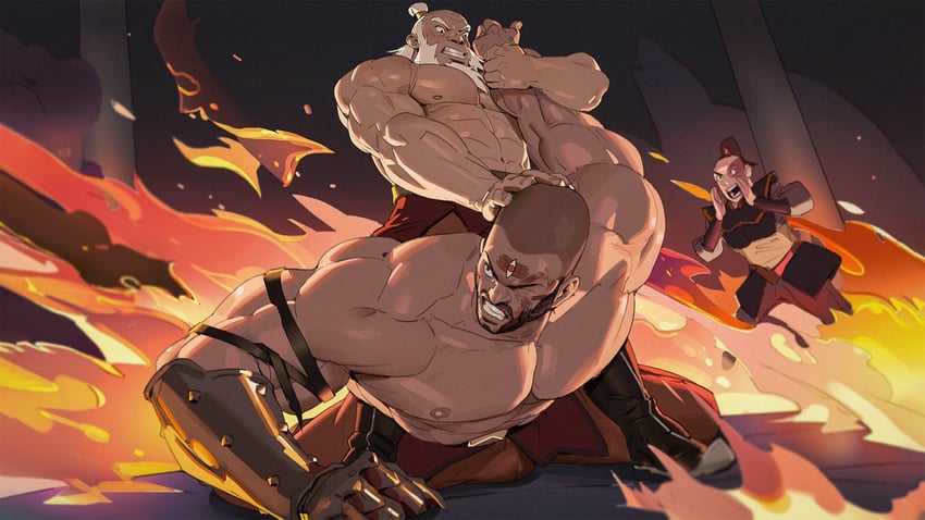 zuko, iroh, and combustion man (avatar legends and 1 more) drawn by tooboshoo